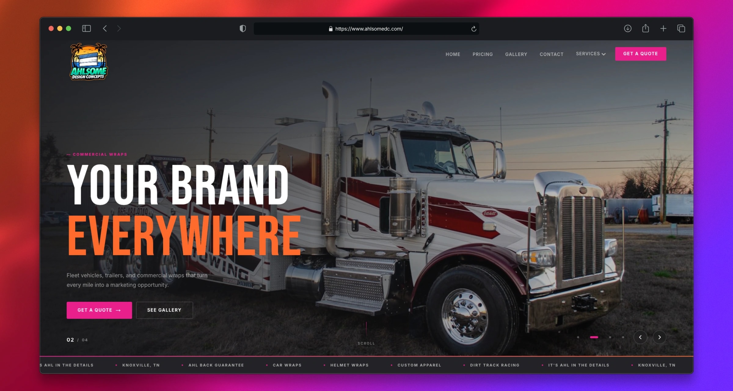 Ahlsome Design Concepts website